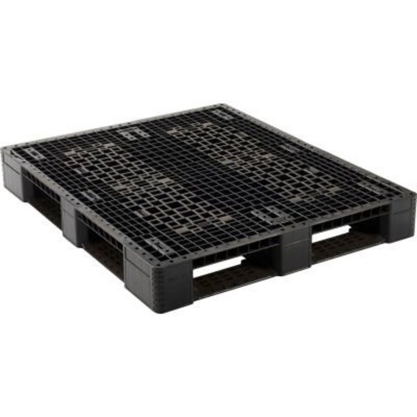 Monoflo International Global Industrial Rackable & Stackable Pallet, HDPE, 4-Way, 48inx40in, 30000 Lb Stat Cap, Black 412511